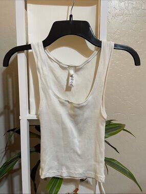 SKIMS Cream Ribbed Scoop Tank Top